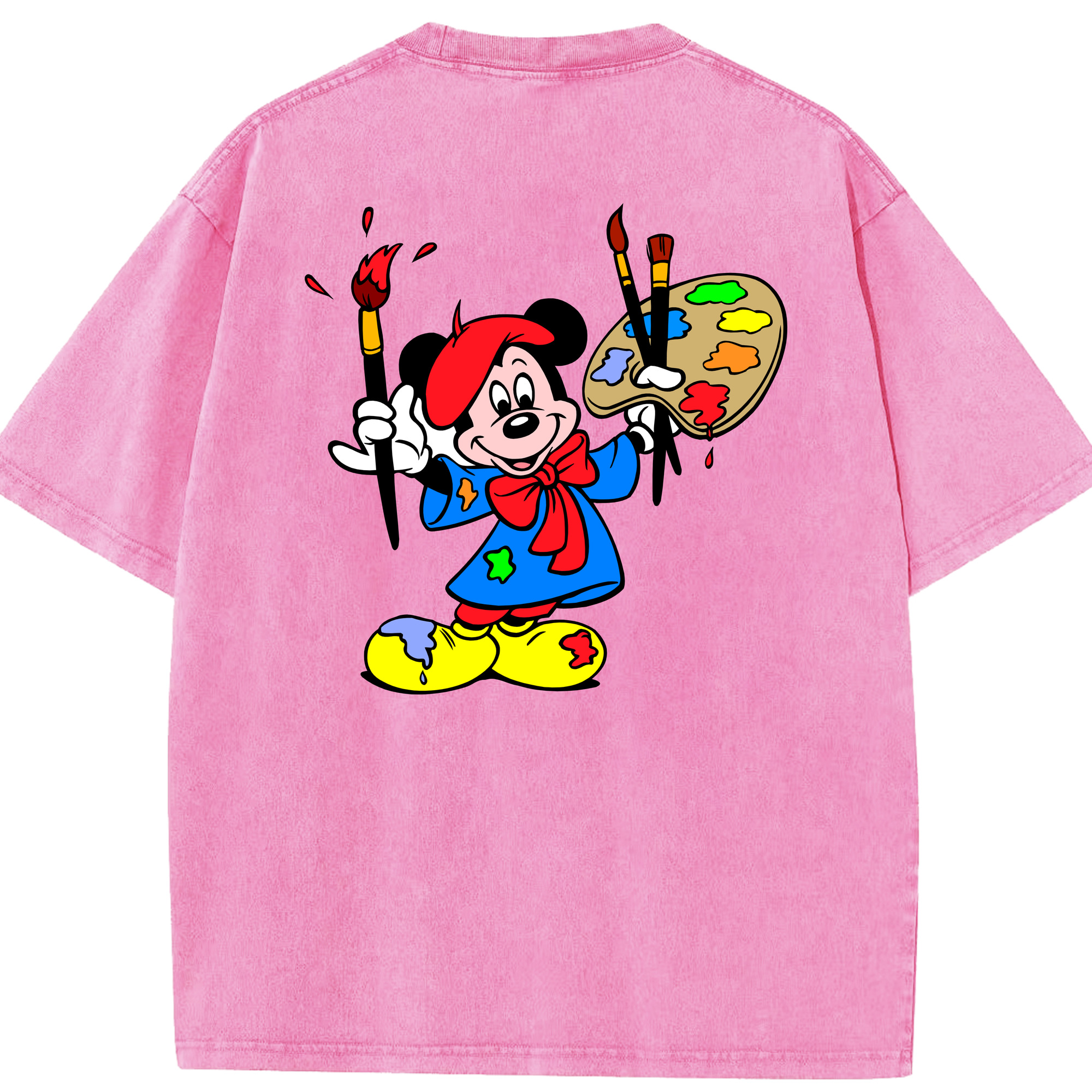 （画像用） ミッキーマウス Mickey Mouse 綿100% ヴィンテージ風 半袖Tシャツ（背面プリント）